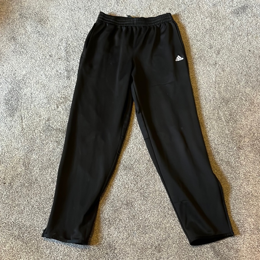 adidas - Girls L - Black sweatpants with white stripes
